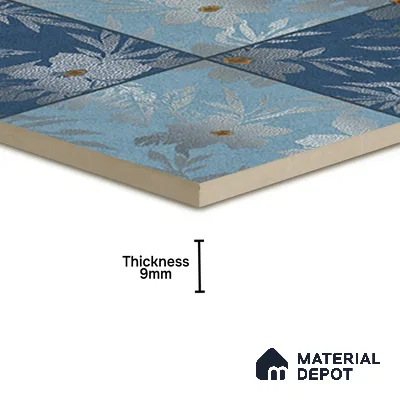 Floral Wall Tile TL 07250 C Plana 8010 GLM (Silver) 1 ft x 1 ft Ceramic Matte Finish - 9 mm  | 2 mm Spacer is Mandatory | Please Expect a Slight Variation of Pattern (Sample)